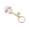 2Pcs Iron Glass Seedbead Keychain KEYC-MZ00034-6