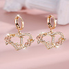 Heart Brass Micro Pave Clear Cubic Zirconia Hoop Earrings FS-WGD5D87-10-1