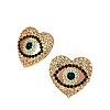 Vintage Heart-shaped Diamond Eye Stud Earrings for Party and Travel EK9976-1