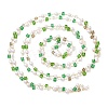 Faceted Cube Glass & ABS Plastic Imitation Pearl Beaded Chains CHS-G026-02KCG-01-3
