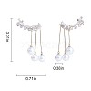 Clear Cubic Zirconia Leafy Branch with Imitation Pearl Dangle Stud Earrings JE1051A-2