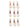 3Pcs 3 Styles Faceted Natural Ruby & Rhodonite & Amethyst and Potato Pearl Pandants PALLOY-JF06048-01-1