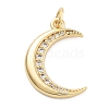 Moon Theme Rack Plating Brass Micro Pave Cubic Zirconia Pendants KK-Z071-52G-07-1