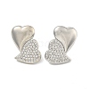 Heart Clear Cubic Zirconia Stud Earrings EJEW-N054-46P-1