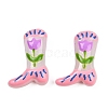 Boot Baking Paint Glass Enamel  Beads LAMP-C020-02F-2