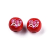 Valentine's Day Theme Printed Wooden Beads WOOD-D006-03-3