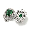 Brass Pave Clear & Green Cubic Zirconia Connector Charms KK-P275-45P-2