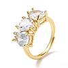 Clear Cubic Zirconia Teardrop Adjustable Ring RJEW-I087-12G-1