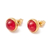 Ion Plating(IP) Natural Gemstone Half Round Stud Earrings EJEW-K092-01G-2