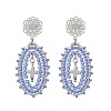 Cross Oval Glass Seed Bead Woven Stud Earrings EJEW-MZ00595-03-2