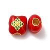 Rack Plating Alloy Enamel European Beads PALLOY-E006-03MG-02-1