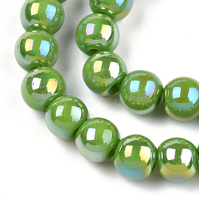 Electroplate Opaque Glass Beads Strands GLAA-T032-P10mm-AB06-1