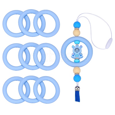 9Pcs Ring Food Grade Eco-Friendly Silicone Focal Beads JX895D-1