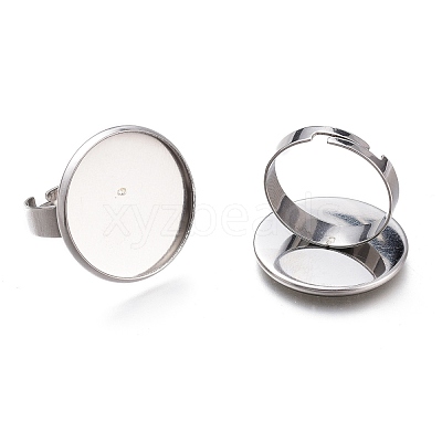 Tarnish Resistant Adjustable 304 Stainless Steel Finger Rings Components STAS-F149-18P-H-1
