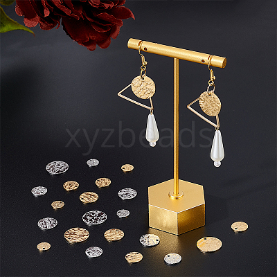 64Pcs 8 Style 304 Stainless Steel Textured Pendants STAS-DC0012-55-1