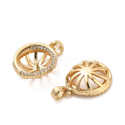 Brass Micro Pave Cubic Zirconia Round Peg Bails KK-NH0009-08G-1
