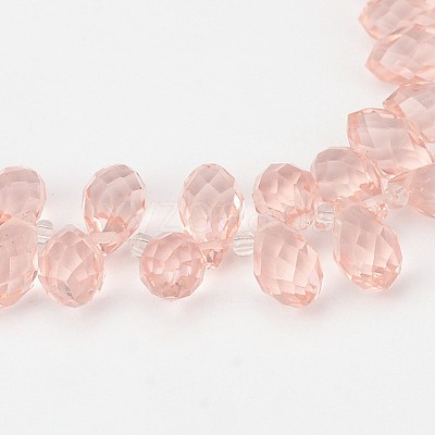 Faceted Teardrop Glass Beads Strands GLAA-J068-01-1