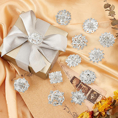Rhinestone Brooch with Alloy Findings JEWB-WH0020-01-1