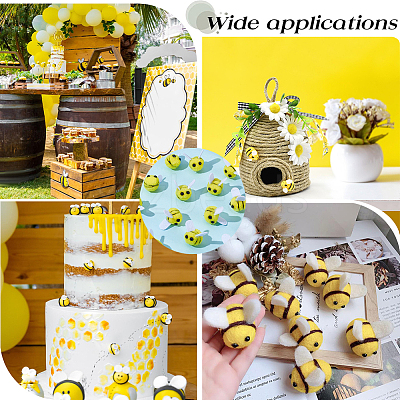 60Pcs Bees Polyester Wool Pom Pom Ball DIY-CY0003-29-1