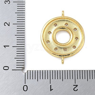 Rack Plating Brass Clear Cubic Zirconia Donut Connector Charms KK-A234-030G-02-1