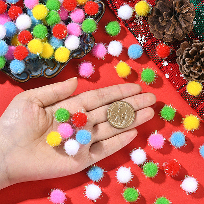 120Pcs 6 Colors Sequin Polypropylene Fiber Silk Pompom Ball FIND-SC0019-69-1