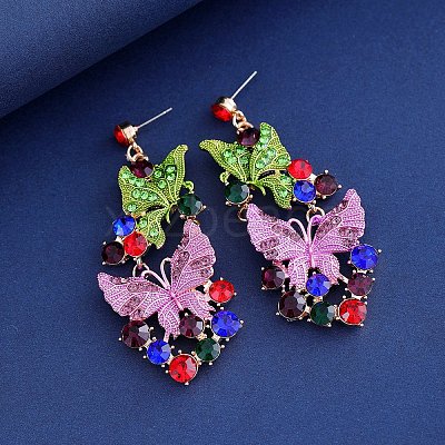 Alloy Enamel & Rhinestone Pendant Necklaces & Stud Dangle Earrings FS-WG46FE4-03-1