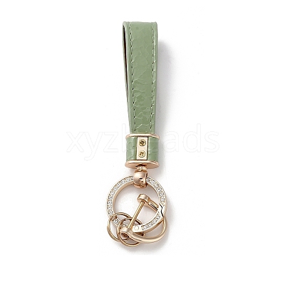 Microfiber & Zinc Alloy & Crystal Rhinestone Keychain KEYC-G062-01E-1