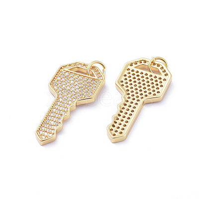 Brass Micro Pave Cubic Zirconia Pendants ZIRC-G163-04G-1