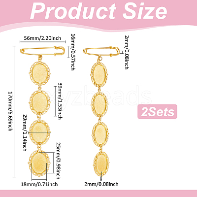 2Pcs Oval Iron Safety Pins JEWB-UN00002-1