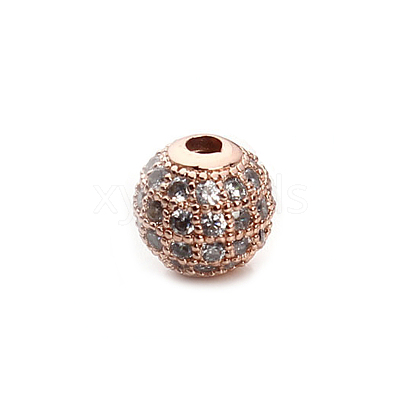 CZ Brass Micro Pave Grade AAA Clear Color Cubic Zirconia Round Beads LS-KK-O065-6mm-05RG-NR-1