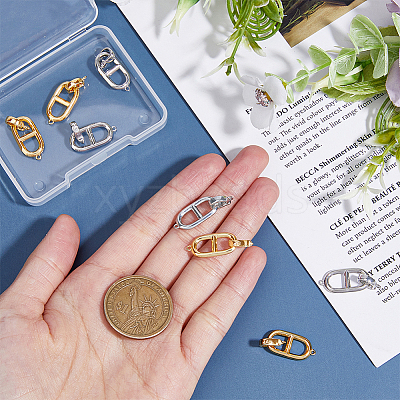 8Pcs 2 Colors Brass Fold Over Clasps KK-DC0003-66-1