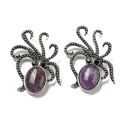 Natural Amethyst Octopus Brooch G-Z050-01D-1