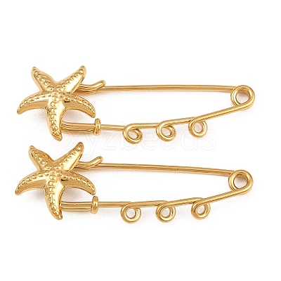 Starfish 304 Stainless Steel Safety Pins Brooch Findings SA-CBA098D-16I-G03-1
