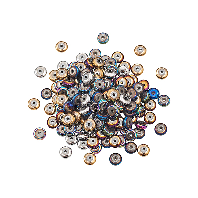 210Pcs 6 Colors PVD Vacuum Plating Non-magnetic Synthetic Hematite Beads G-CJ0001-45-1