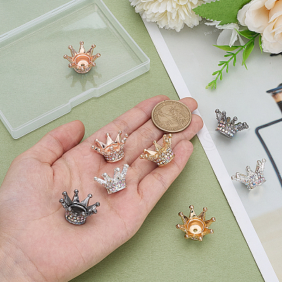 8Pcs 4 Colors Alloy Rhinestone Beads FIND-ME0002-80-1