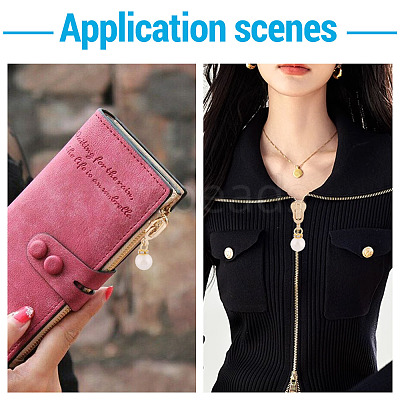 10Pcs Round Acrylic Pearl & Alloy Zipper Pulls HJEW-TAC0086-1