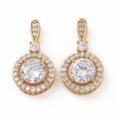 Brass Micro Pave Cubic Zirconia Pendants KK-E068-VC445-1