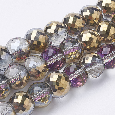 Electroplat Glass Beads Strands X-EGLA-Q092-8mm-A04-1