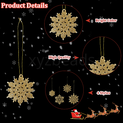 36Pcs Snowflake Plastic Pendant Decorations DIY-CP0013-33C-1