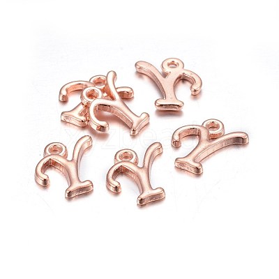 Rose Gold Plated Alloy Letter Pendants X-PALLOY-J718-01RG-Y-1