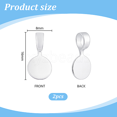 2Pcs 925 Sterling Silver Glue-on Flat Pad Bails STER-PH0003-96-1