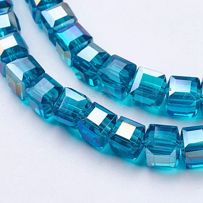 Electroplate Glass Beads Strands EGLA-R030-6x6mm-14-1