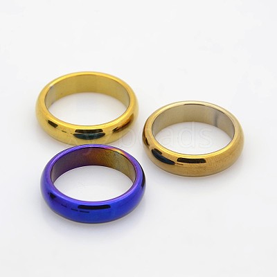 Electroplate Non-Magnetic Synthetic Hematite Wide Band Rings RJEW-J006B-M-1