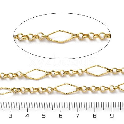 304 Stainless Steel Textured Rhombus with Rolo Chains CHS-R020-07G-03-1