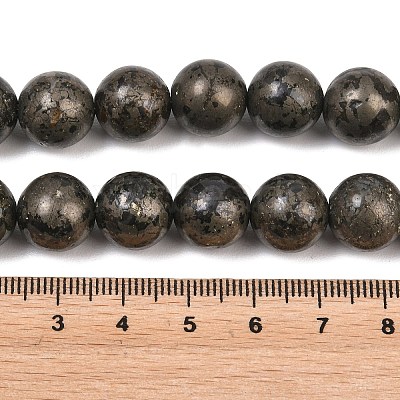 Natural Pyrite Beads Strands G-P303-01-8mm-8-1