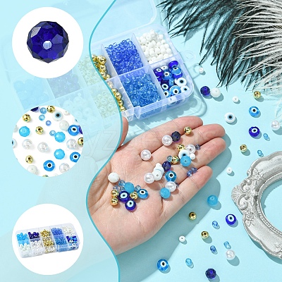 DIY Evil Eye Lampwork & Glass Beads Bracelets Jewelry Making Kits DIY-FS0007-43-1