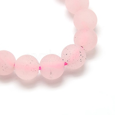 Frosted Natural Rose Quartz Round Bead Strands G-M064-8mm-09-1