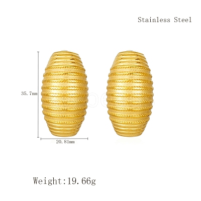 Geometric 304 Stainless Steel Stripe Oval Stud Earrings IX6748-1