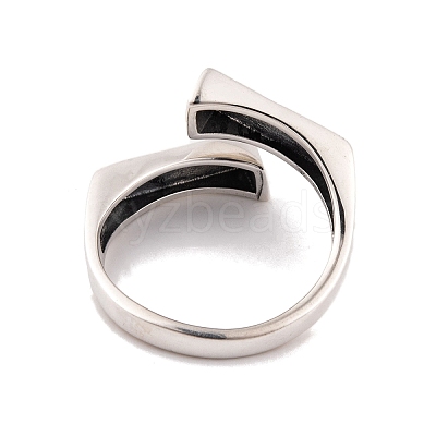 925 Sterling Silver Rectangle Cuff Open Rings for Women Men RJEW-P105-03S-1