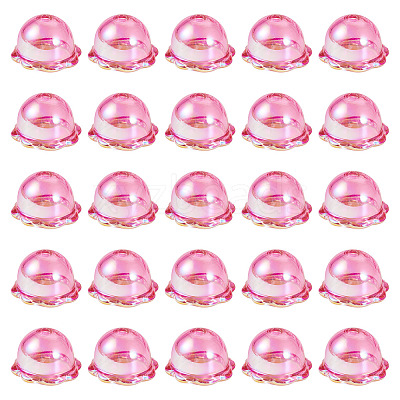 30Pcs UV Plating Acrylic Bead Caps PACR-TA0001-20A-1
